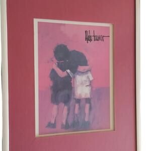 Aldo Luongo 1976 Numbered Lithograph 5X7 “Friendship is Called Eva” boy girl art